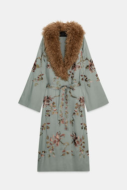 FAUX FUR COLLAR KIMONO ZW COLLECTION LIMITED EDITION - Zara фото 5