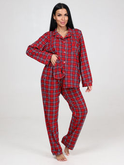 667 ПИЖАМНЫЙ ЖЕНСКИЙ КОСТЮМ (брюки) (Красная клетка) - А-дина фото 3