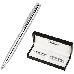 Ручка Delucci шар."Mare" синяя, 1мм (CPs_11313) корпус серебристый, поворотный мех., подар.уп.