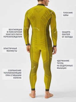 TEKSA Комплект мужской термокальсоны TLP 004 + термофуфайка TLS 004 yellow-black