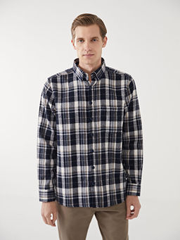 Regular Fit Uzun Kollu Ekose Gabardin Erkek G?mlek