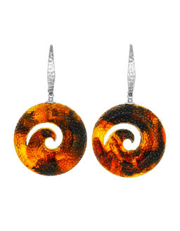 Серьги с подвесками-спиралями из натурального янтаря Марс