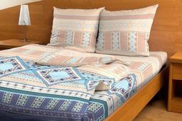 КПБ 2,0 спальный Постельное белье 3д - Северные традиции бежево-синий