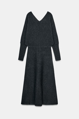 V-NECK KNIT MIDI DRESS - Zara фото 19
