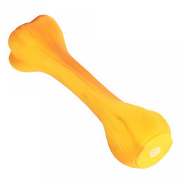 Игрушка для собаки "Кость" 16х4х4см, с пищалкой, ПВХ, желтый, "Pet toys" (Китай)