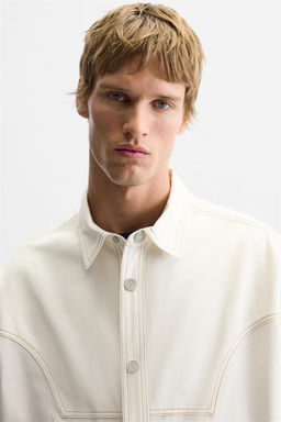COTTON - LYOCELL TOPSTITCH SHIRT - Zara фото 5