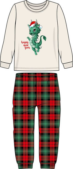 Пижама детская (джемпер+брюки) 9135 молочный/зеленая клетка 650 Be Friends  фото 5