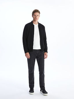 Kolej Yaka Uzun Kollu Erkek Fermuarl? Sweatshirt