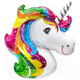Цена за 5 шт. Шар воздушный фольгированный 14" «Единорог радужный», мини-фигура