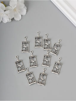 Цена за 2 шт. Декор-подвеска для творчества металл Карусель с лошадкой, серебро, набор 10 шт., 3.3?1.5?0.4 см