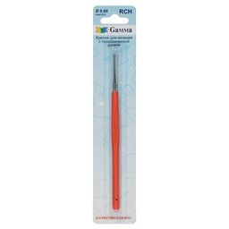 Для вязания Gamma RCH крючок с прорезин. ручкой сталь d 0.6 мм 13 см в блистере