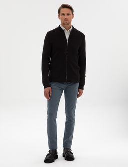 Siyah Slim Fit Fermuarl_ Triko H_rka