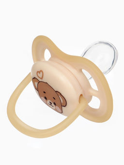 Светящаяся соска-пустышка анатомическая, силикон, от 0 мес., «Мишка», цвет бежевый