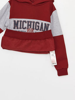 Bask?l? Uzun Kollu Erkek ?ocuk Hoodie - Waikiki фото 3