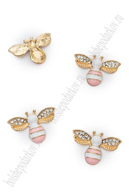 Кабошон флоризель металл "Оса" 2,5*1,7 см (4 шт) SF-7246, розовый