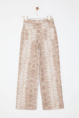 Ac?k Kahverengi Y?lan Desenli Straight/Duz Kesim Dokuma Pantolon TWOAW25PL00065 - Trendyolmilla фото 7