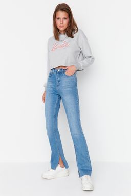 TRENDYOLMILLA Siyah Y?rtmacl? Yuksek Bel Flare Jeans TWOAW22JE0382  фото 8