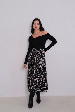 11374 Юбка А-силуэта чёрная с принтом - Martichelli фото 3