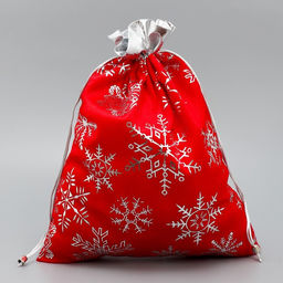 Цена за 5 шт. Мешочек подарочный плюш Радость внутри, снежинки, тиснение, 30 х 40 см +/- 1.5 см