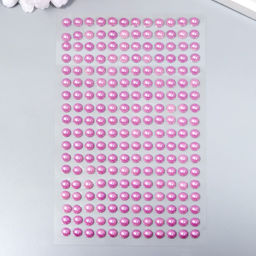 Полубусины самоклеящиеся на листе 90×150 мм, d=6 мм, 216 шт., сиреневый