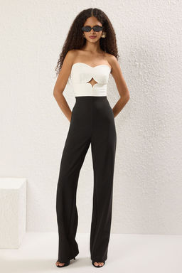 TRENDYOLMILLA Siyah-Beyaz Straplez Cut Out/Pencere Detayl? Dokuma S?k Tulum TPRSS25TU00009  фото 2