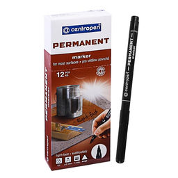 Цена за 12 шт. Маркер перманентный 2.0 мм Centropen 2536, линия 1 мм, цвет чёрный, светостойкий