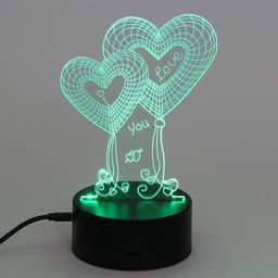 Цена за 2 шт. Светильник ночник "3D-Нежность" на пластиковой подставке, с включателем USB