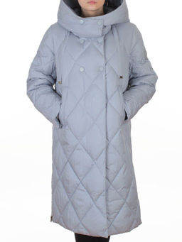 8388 GRAY/LT. BLUE Пальто стеганное зимнее женское оверсайз (200 гр. холлофайбер)