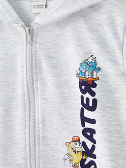 Kap??onlu Bask?l? Erkek ?ocuk Fermuarl? Yelek - Waikiki фото 2