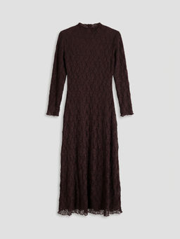 Dik Yaka A Kesim Dantelli Elbise