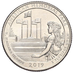 1/4 доллара (25 центов) 2019 года D США Национальные парки  №47 Американский Мемориальный Парк