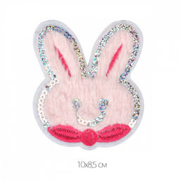 Термоаппликации арт.TBY.2254 Зайка розовый 10х8,5см, уп.10 шт.