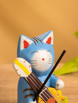 Сувенир «Кот с контрабасом», 4×5×8 см, дерево, МИКС