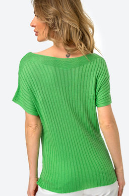 Женский джемпер с коротким рукавом в рубчик Happy Fox  фото 38