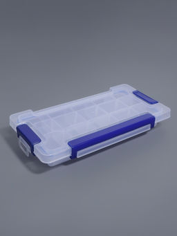 Цена за 3 шт. Органайзер для хранения мелочей, с подвесом, 15 ячеек, 23×12×3.5 см, прозрачный, синий