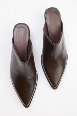 Koyu Kahverengi Suni Deri Klasik Topuklu Ayakkab? TAKSS26TO00056 - Trendyolmilla фото 2