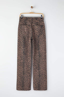 Cok Renkli Leopar Desenli Yuksek Bel Wide Leg Jeans TWOAW26JE00105 - Trendyolmilla фото 6