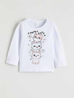 Kedi Bask?l? K?z ?ocuk Pijama Tak?m?