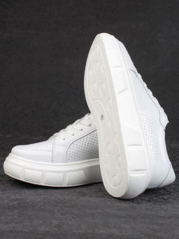 05-PDE35-1 WHITE Кроссовки женские (натуральная кожа)