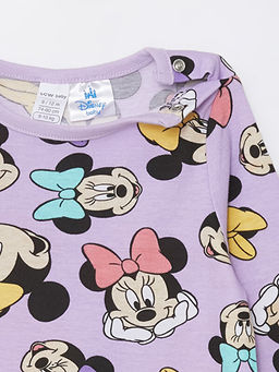 Bisiklet Yaka Uzun Kollu Minnie Mouse Bask?l? K?z Bebek Tulum 2li - Waikiki фото 3