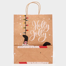 Цена за 6 шт. Пакет бумажный подарочный новогодний крафт Гирлянда, 33?26?12 см - UPAK LAND фото 3