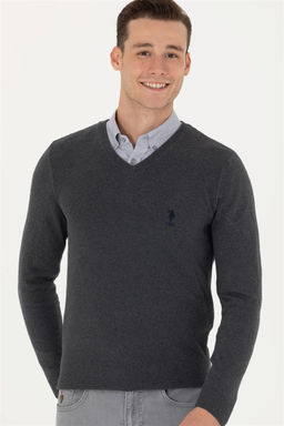 U. S. Polo Assn Мужской базовый свитер антрацитового меланжа - U.s. polo assn фото 4