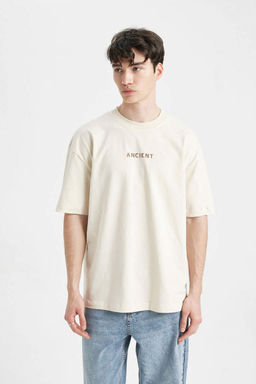 Футболка Oversize с круглым вырезом и короткими рукавами с принтом на спине - Defacto фото 4