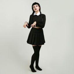 Карнавальный костюм «Мрачная девчонка», р. XXS: парик, юбка, чулки, воротник