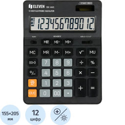 Калькулятор настольный ПОЛНОР Eleven SDC-444S 12р дв.пит 205х155х36мм черн