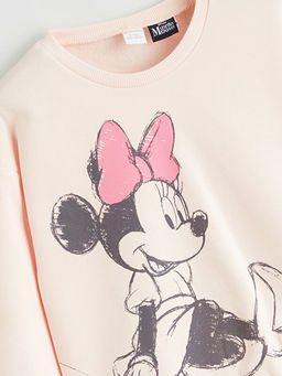 Bisiklet Yaka Minnie Mouse Bask?l? K?z ?ocuk Sweatshirt