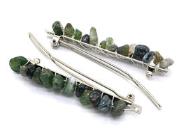 Женская заколка для волос с агатом моховым 6,5*0,8*1,3см