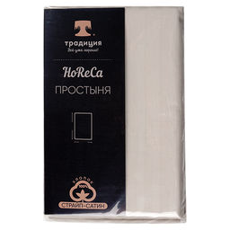 Простыня HoReCa 180х217, страйп-сатин, 100% хлопок, пл. 125 гр./кв. м., Белый песок ОП - Традиция фото 7