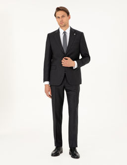 Antrasit Slim Fit _izgili Y_n Tak_m Elbise