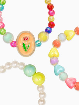 Цена за 2 шт. Браслеты детские набор 3 шт. «Выбражулька. цветочек Тюльпан и Сердце», d=5.5 см, МИКС